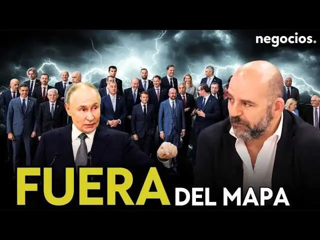 Retrato de Vladimir Putin con fondo difuso, sobrepuesto con imágenes del conflicto militar en Ucrania y un mapa de Europa.<br>                        <br>                        <br>                        <br>                      