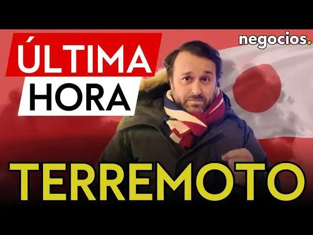 Imagen satelital y mapa que muestran la región afectada por el terremoto en Japón, acompañado del logo de Negocios TV.<br>                        <br>                        <br>                        <br>                      