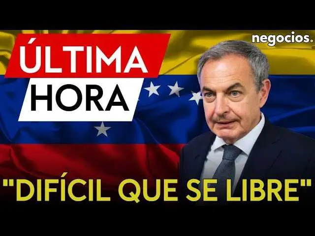 Retrato de José Luis Rodríguez Zapatero con imagen de fondo representativa del escándalo político entre España y Venezuela.<br>                        <br>                        <br>                        <br>                      