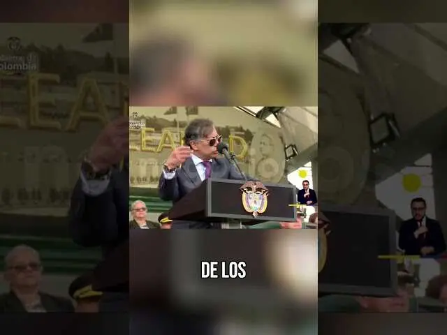 Imagen del presidente Gustavo Petro durante su discurso en el que rechaza las amenazas contra Colombia.<br>                        <br>                        <br>                        <br>                      