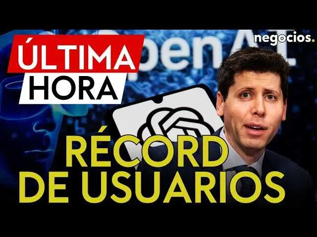 Captura de pantalla del vídeo de Negocios TV que anuncia el récord histórico de usuarios activos de ChatGPT.<br>                        <br>                        <br>                        <br>                      