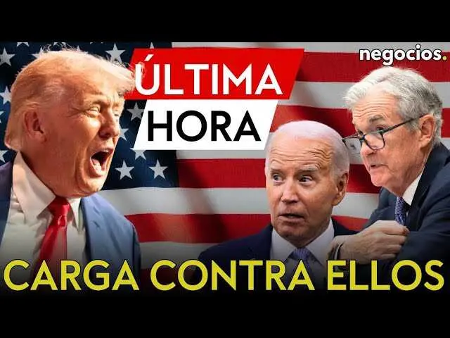 Donald Trump habla en un acto público, con un fondo alusivo a la economía estadounidense y mercados financieros.<br>                        <br>                        <br>                        <br>                      