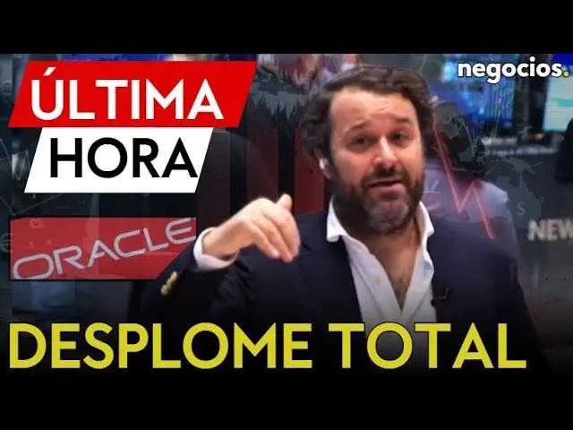 Gráfica de cotización de Oracle mostrando una caída significativa en sus acciones durante la sesión en Wall Street.<br>                        <br>                        <br>                        <br>                      