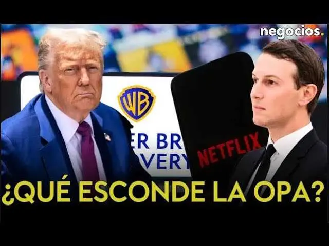 Logotipos de Warner Bros Discovery, Netflix y Paramount superpuestos, simbolizando la competencia por el control del gigante audiovisual.<br>                        <br>                        <br>                        <br>                      