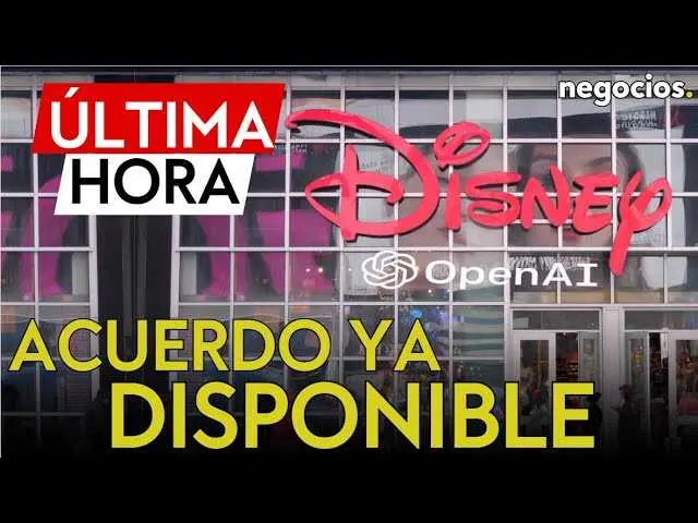 Imagen promocional que muestra a personajes emblem&aacute;ticos de Disney como Mickey Mouse y Cenicienta, anunciando la alianza con OpenAI para la plataforma Sora.<br>                        <br>                        <br>                        <br>                      