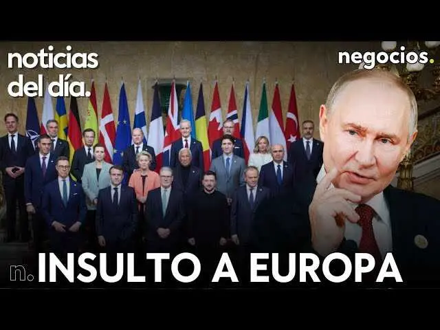 Captura del v&iacute;deo con Vladimir Putin en primer plano, acompa&ntilde;ado de im&aacute;genes alusivas a Venezuela y l&iacute;deres europeos.<br>                        <br>                        <br>                        <br>                      