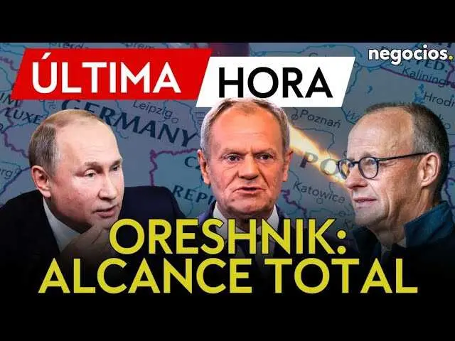 Imagen que muestra un render del misil hipers&oacute;nico Oreshnik ruso, ilustrando la reciente amenaza sobre Europa<br>                        <br>                        <br>                        <br>                      