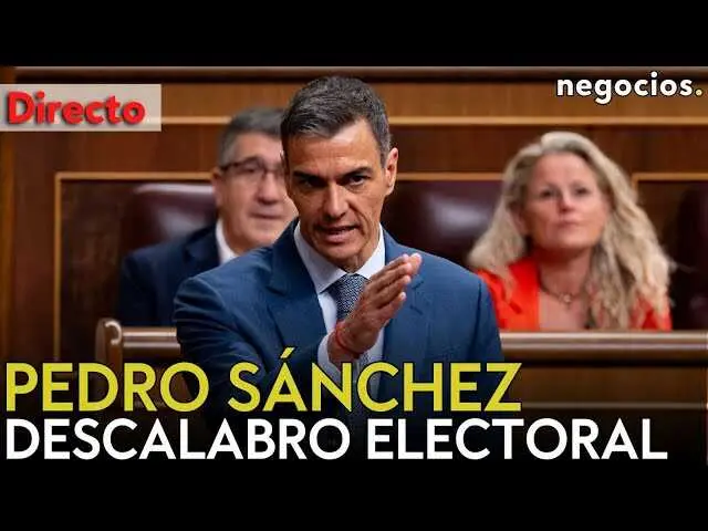 Pedro S&aacute;nchez durante su intervenci&oacute;n reaccionando al resultado electoral en Extremadura.<br>                        <br>                        <br>                        <br>                      