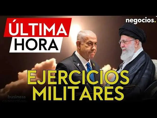 Imagen de portada del v&iacute;deo que muestra a Netanyahu en conferencia y un mapa con destacada presencia de misiles en Ir&aacute;n.<br>                        <br>                        <br>                        <br>                      