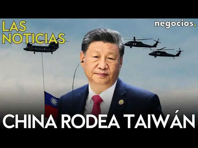 Thumbnail del v&iacute;deo donde se observa una representaci&oacute;n gr&aacute;fica de las maniobras militares chinas cerca de Taiw&aacute;n y los l&iacute;deres Donald Trump y Volod&iacute;mir Zelenski en un encuentro diplom&aacute;tico.<br>                        <br>                        <br>                        <br>                      