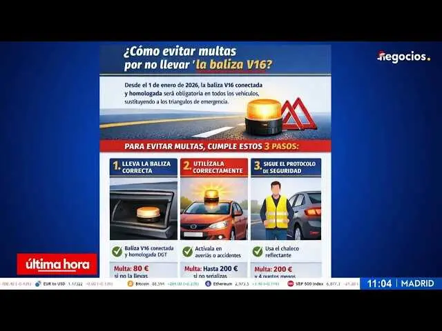 Imagen del dispositivo baliza V16 sobre el techo de un veh&iacute;culo, mostrando su luz amarilla conectada en la carretera.<br>                        <br>                        <br>                        <br>                      