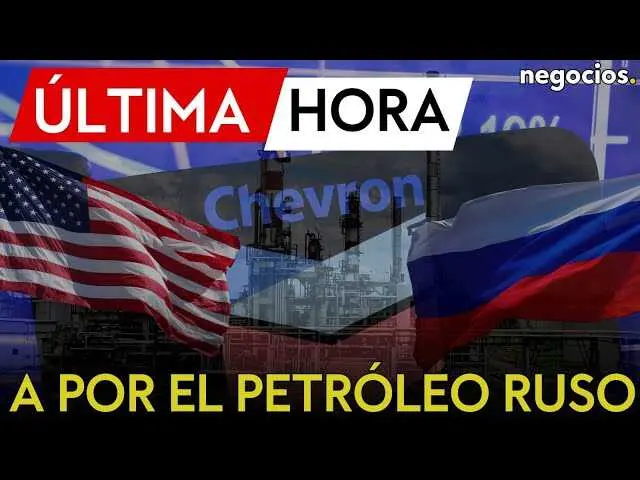 Imagen promocional de la noticia con logotipos de Chevron y Lukoil sobre fondo de refiner&iacute;a petrolera al atardecer<br>                        <br>                        <br>                        <br>                      