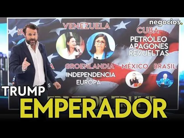 Imagen que muestra una vista a&eacute;rea de Groenlandia junto con una silueta de Donald Trump sobre un fondo que simboliza la geopol&iacute;tica mundial.<br>                        <br>                        <br>                        <br>                      