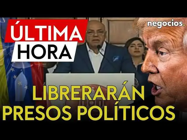 Jorge Rodr&iacute;guez anunciando la liberaci&oacute;n de presos pol&iacute;ticos en Venezuela, imagen del canal Negocios TV<br>                        <br>                        <br>                        <br>                      