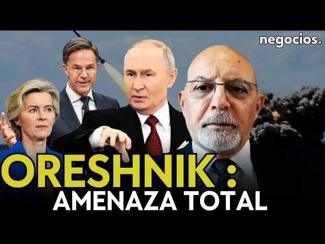 Imagen del misil Oreshnik y mapa geopol&iacute;tico que destaca su lanzamiento pr&oacute;ximo a la frontera polaca.<br>                        <br>                        <br>                        <br>                      