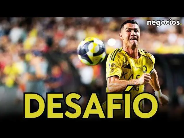 Cristiano Ronaldo en partido con la camiseta del Al-Nassr, gesto serio y desafiante.<br>                        <br>                        <br>                        <br>                      