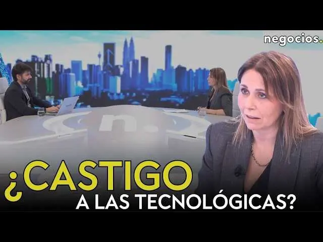 Isabel S&aacute;nchez Burgos durante la entrevista en Negocios TV, con gr&aacute;ficos financieros de fondo<br>                        <br>                        <br>                        <br>                      