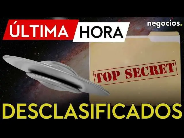 Captura de pantalla del v&iacute;deo de Negocios TV donde se anuncia la desclasificaci&oacute;n de archivos sobre OVNIs ordenada por Donald Trump.<br>                        <br>                        <br>                        <br>                      