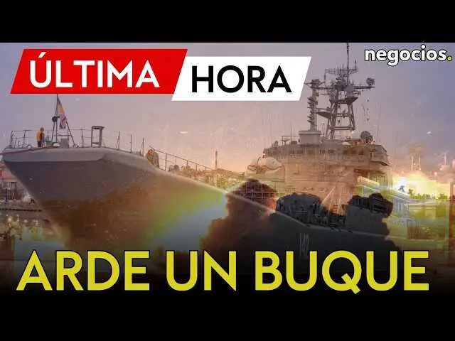 Imagen del buque Arctic Metagaz, sancionado y actualmente en incendio en el Mar Mediterr&aacute;neo, frente a las costas de Malta.<br>                        <br>                        <br>                        <br>                      