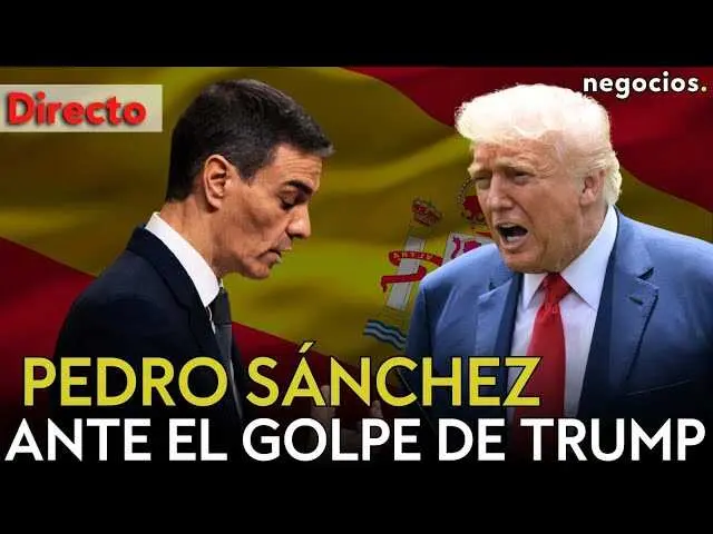 Pedro S&aacute;nchez durante su declaraci&oacute;n institucional en el Palacio de la Moncloa, frente a la crisis internacional y las amenazas de Trump.<br>                        <br>                        <br>                        <br>                      