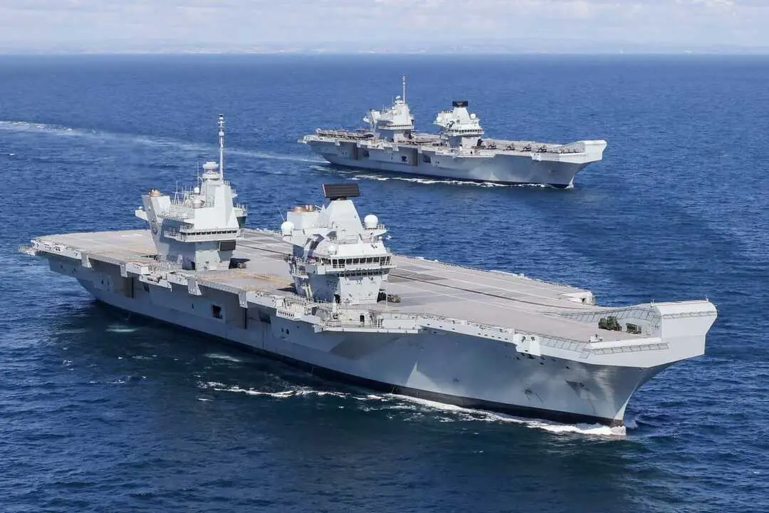 HMS Prince of Wales and HMS Queen Elizabeth pictured at sea for the first time.

Wednesday 19 May 2021 saw a historic moment in Britain&rsquo;s carrier renaissance as HMS Queen Elizabeth and HMS Prince of Wales met at sea for the first time. With two 65,000 tonne carriers in operational service, Britain has a continuous carrier strike capability, with one vessel always ready to respond to global events at short notice.