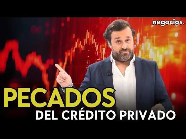 Gr&aacute;fico abstracto que ilustra la creciente complejidad y riesgos del mercado de cr&eacute;dito privado, con logotipos de gestoras destacadas y cifras financieras en segundo plano.<br>                        <br>                        <br>                        <br>                      