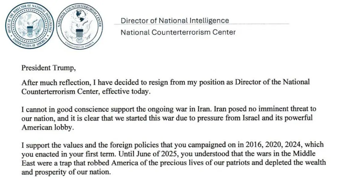 Joe Kent dimite del NCTC y rompe con Trump: &ldquo;Ir&aacute;n no supon&iacute;a una amenaza inminente&rdquo;