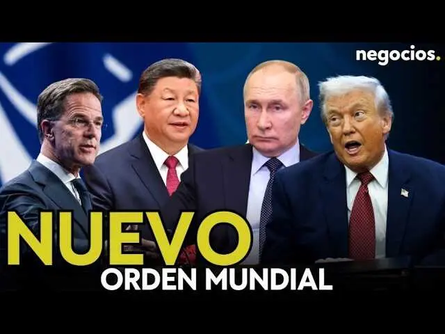 Foto en miniatura del v&iacute;deo en YouTube de Negocios TV que muestra el logo de la OTAN y la figura de Donald Trump en un fondo sombr&iacute;o<br>                        <br>                        <br>                        <br>                      