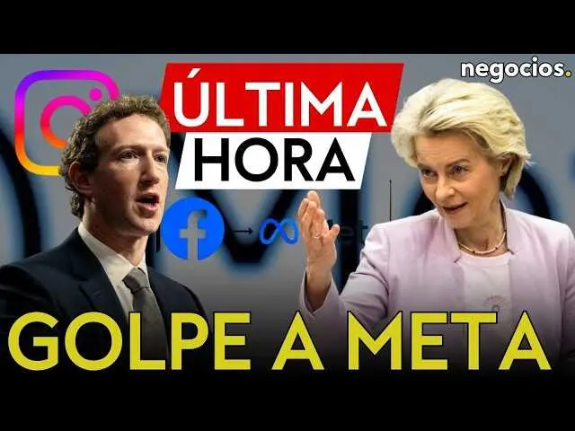 Imagen que muestra el logo de Meta sobre un fondo digital, representando la investigaci&oacute;n europea sobre sus algoritmos.<br>                        <br>                        <br>                        <br>                      
