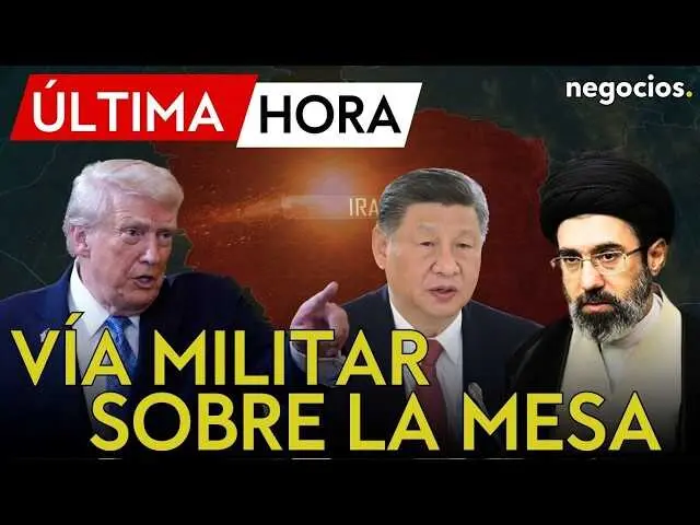 Retrato de Donald Trump con fondo del mapa de Oriente Medio y s&iacute;mbolos militares<br>                        <br>                        <br>                        <br>                      