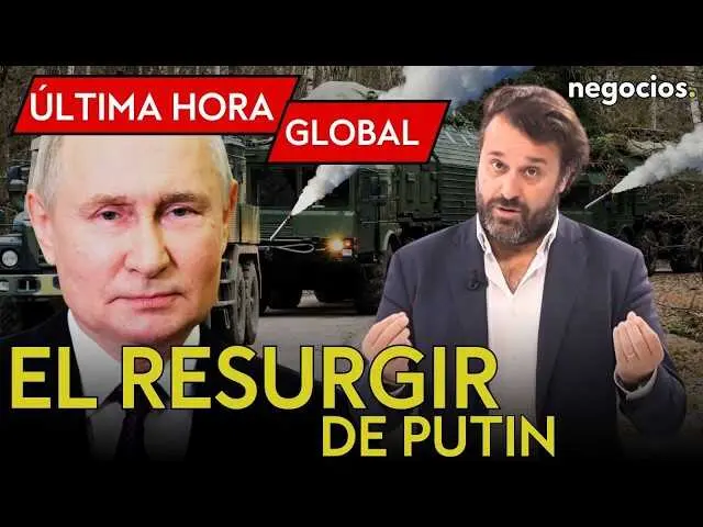 Imagen promocional del video que muestra a Vladimir Putin y Donald Trump con fondo de mapas geopol&iacute;ticos y s&iacute;mbolos econ&oacute;micos globales.<br>                        <br>                        <br>                        <br>                      
