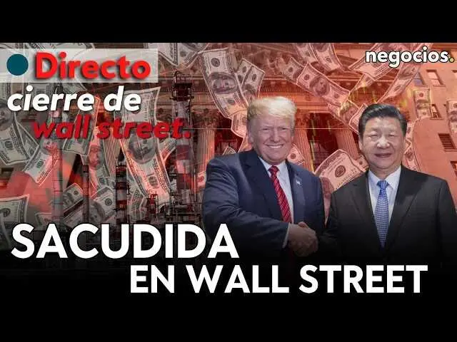 Donald Trump llegando a Pek&iacute;n, con gr&aacute;ficos de Wall Street y s&iacute;mbolos de inflaci&oacute;n y tensiones geopol&iacute;ticas de fondo.<br>                        <br>                        <br>                        <br>                      
