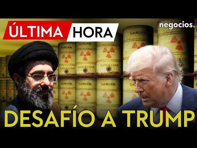 Imagen fija del v&iacute;deo en YouTube que muestra el rostro de Mojtaba Jamenei con la bandera de Ir&aacute;n de fondo.<br>                        <br>                        <br>                        <br>                      