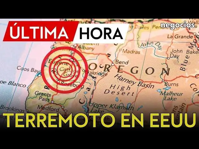 Vista satelital de la costa de Oreg&oacute;n y la zona afectada por el sismo en el Oc&eacute;ano Pac&iacute;fico<br>                        <br>                        <br>                        <br>                      
