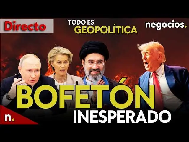 Imagen miniatura del v&iacute;deo donde se refleja la tensi&oacute;n geopol&iacute;tica entre EEUU, Ir&aacute;n y Rusia, con escenas simb&oacute;licas del Congreso estadounidense y mapas del Golfo P&eacute;rsico.<br>                        <br>                        <br>                        <br>                      