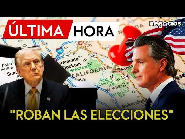 Donald Trump durante un mitin pol&iacute;tico, con fondo de la bandera estadounidense<br>                        <br>                        <br>                        <br>                      