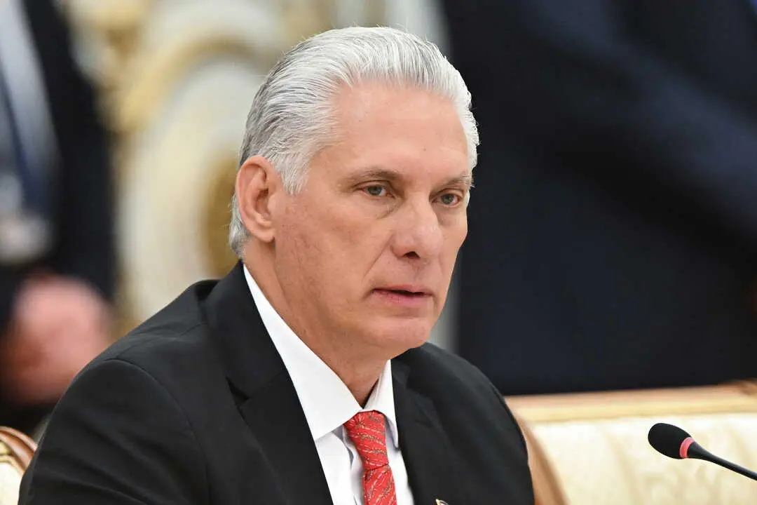 BELARUS, MINSK - JUNE 27, 2025: Miguel Diaz-Canel Bermude, President of Cuba, attends an expanded meeting of the Supreme Eurasian Economic Council at the Palace of Independence. Sergei Bobylev/TASS