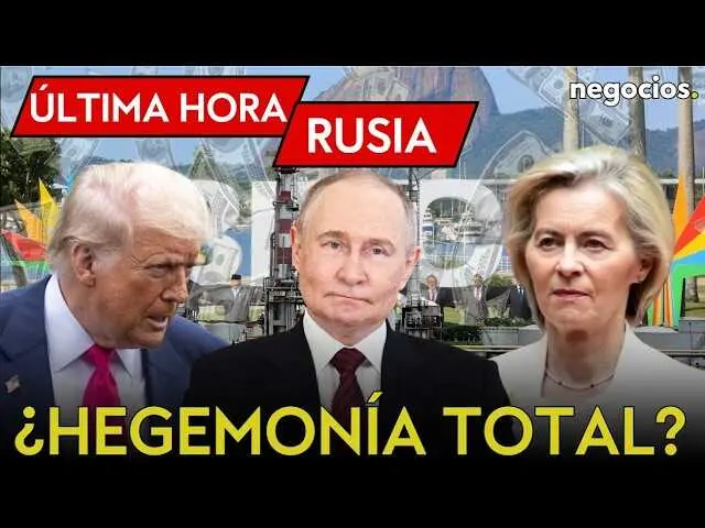 Vlad&iacute;mir Putin durante su intervenci&oacute;n en el Foro Econ&oacute;mico Internacional de San Petersburgo 2026, con el logo de Negocios TV al pie.<br>                        <br>                        <br>                        <br>                      