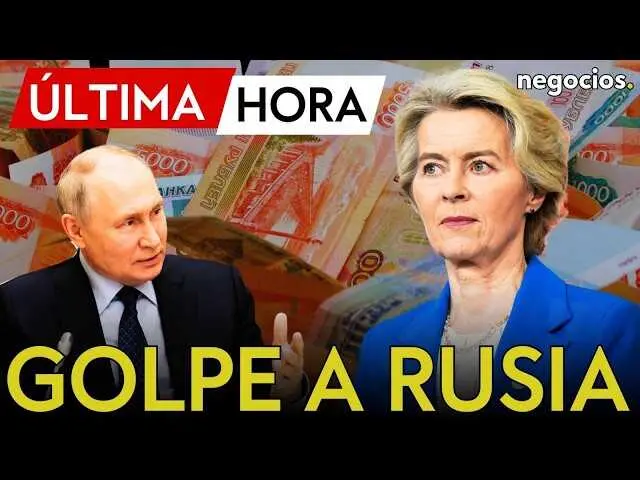 Imagen oficial que muestra la bandera de la Uni&oacute;n Europea ondeando junto a un mapa de Europa y Rusia, simbolizando la tensi&oacute;n y sanciones impuestas.<br>                        <br>                        <br>                        <br>                      