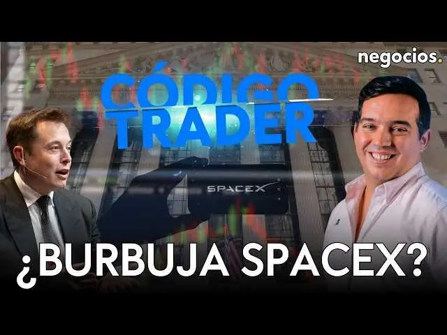Miniatura del v&iacute;deo de Negocios TV que muestra el logo de SpaceX en un fondo oscuro, reflejando el foco en la compa&ntilde;&iacute;a y su impacto burs&aacute;til.<br>                        <br>                        <br>                        <br>                      