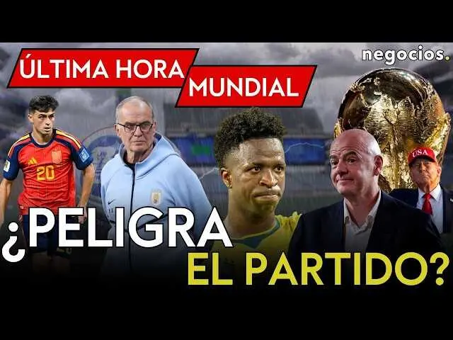 Imagen que muestra el partido Espa&ntilde;a-Uruguay en el Mundial 2026 con el logo oficial del torneo y los colores nacionales.<br>                        <br>                        <br>                        <br>                      