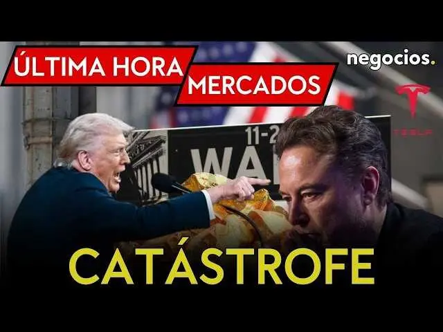 Gr&aacute;ficos de ca&iacute;das en el Nasdaq 100 y avances en Dow Jones, con im&aacute;genes de Tesla y referencia al yen japon&eacute;s<br>                        <br>                        <br>                        <br>                      