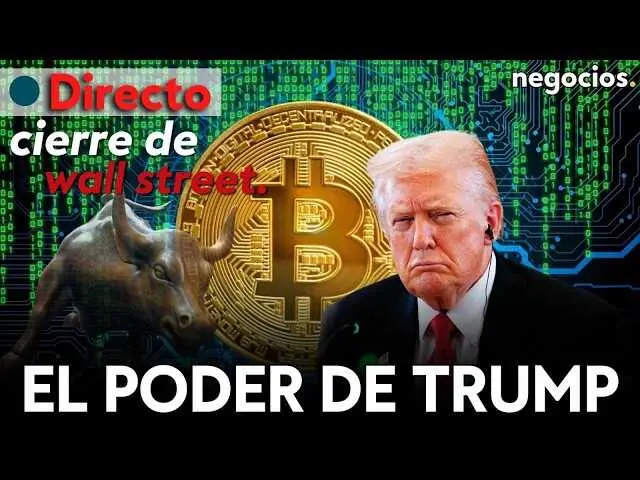 Portada del v&iacute;deo de Negocios TV que muestra gr&aacute;ficos de Wall Street con logos de Bitcoin y tecnolog&iacute;a.<br>                        <br>                        <br>                        <br>                      