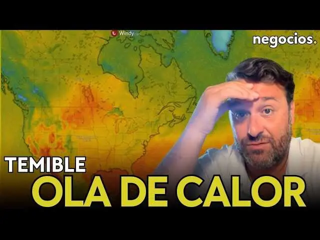 Mapa t&eacute;rmico que muestra el domo de calor sobre Estados Unidos con zonas en rojo intenso indicando temperaturas extremas.<br>                        <br>                        <br>                        <br>                      