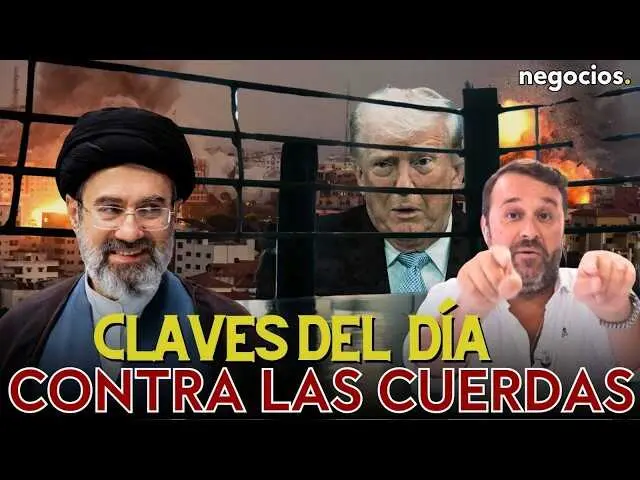 Pantallazo del v&iacute;deo de Negocios TV con gr&aacute;ficos sobre conflicto entre EE.UU. e Ir&aacute;n y datos financieros reflejando la volatilidad del mercado.<br>                        <br>                        <br>                        <br>                      