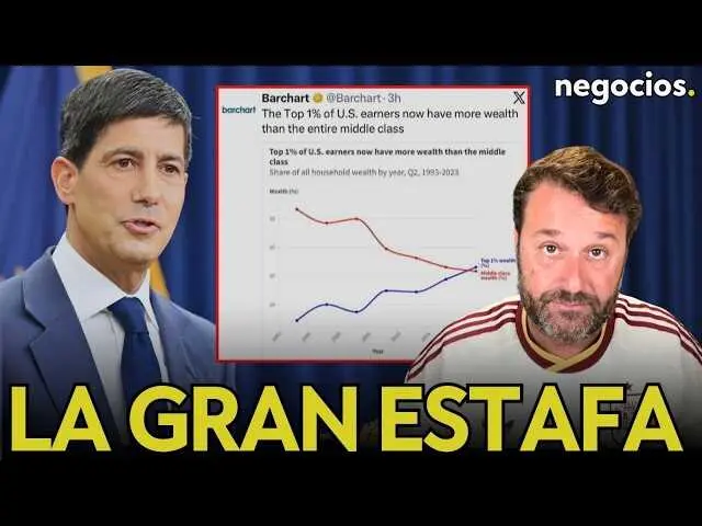 Gr&aacute;fico ilustrativo basado en datos de la Reserva Federal que muestra la disparidad de patrimonio neto entre el 1% m&aacute;s rico y la clase media en Estados Unidos.<br>                        <br>                        <br>                        <br>                      