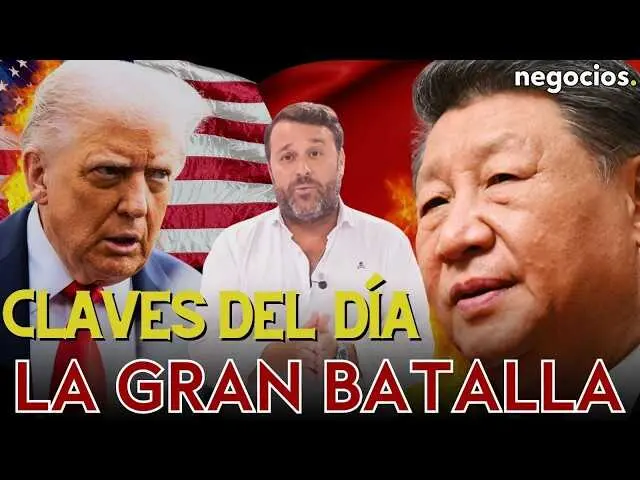 Gr&aacute;fico con descenso burs&aacute;til y im&aacute;genes superpuestas de Trump, s&iacute;mbolos de IA y banderas de China y EE.UU.<br>                        <br>                        <br>                        <br>                      