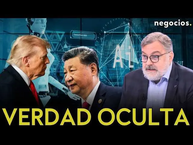 Imagen del diplom&aacute;tico Gustavo de Ar&iacute;stegui durante la entrevista en Negocios TV, con gr&aacute;ficos sobre la inteligencia artificial y geopol&iacute;tica de fondo.<br>                        <br>                        <br>                        <br>                      