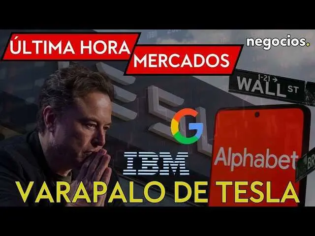 Gr&aacute;fico con logotipos de Alphabet, Tesla e IBM ilustrando sus resultados financieros recientes<br>                        <br>                        <br>                        <br>                      