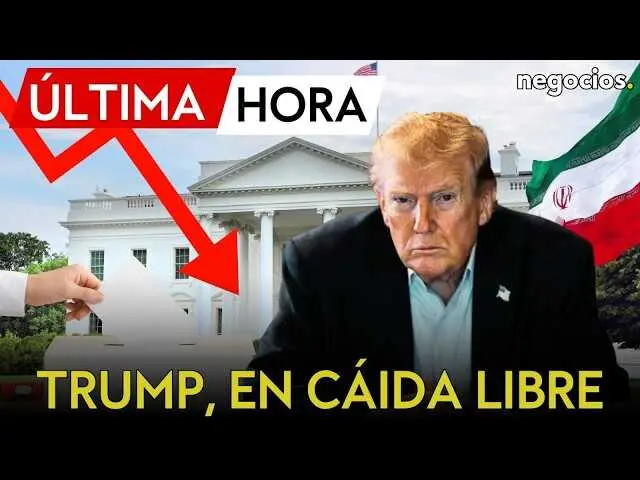Imagen del presidente Donald Trump con gr&aacute;ficos que muestran la ca&iacute;da en su popularidad y el aumento del precio de la gasolina.<br>                        <br>                        <br>                        <br>                      